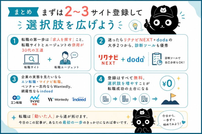 30代の転職はまず2〜3サイトに登録して選択肢を広げよう