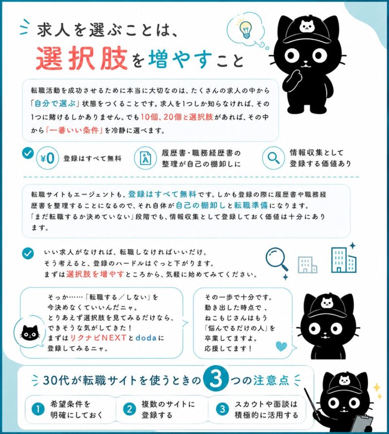 求人を選ぶことは選択肢を増やすことを伝えるパロ式の図解