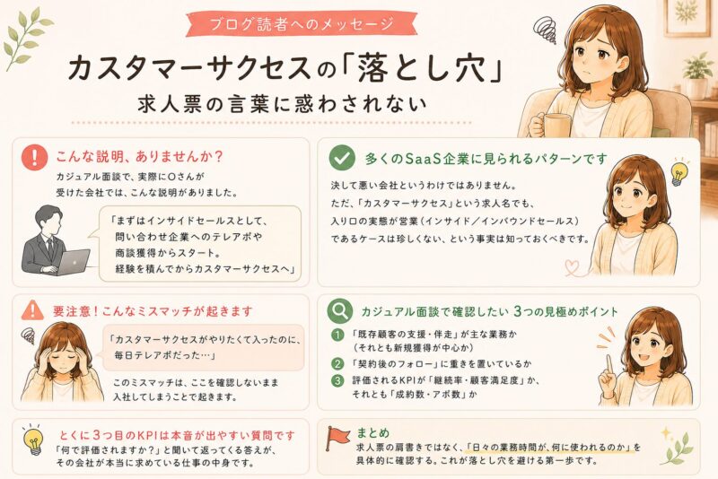 カスタマーサクセス求人票の実態を見極めるイメージ