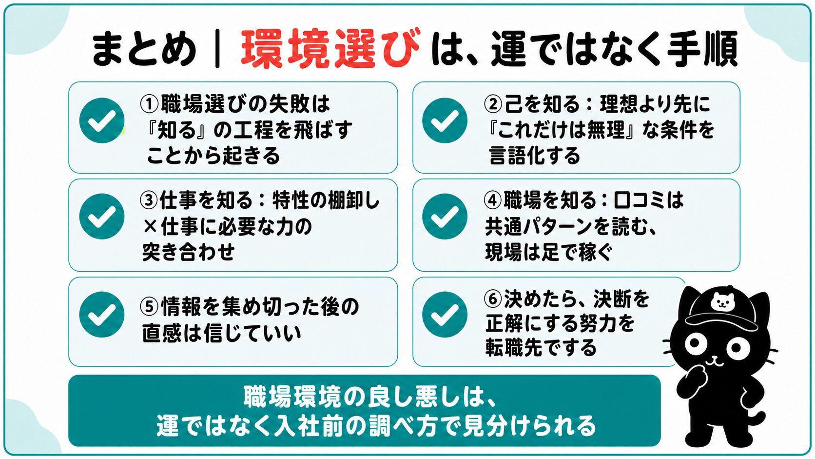 まとめ|環境選びは運ではなく手順