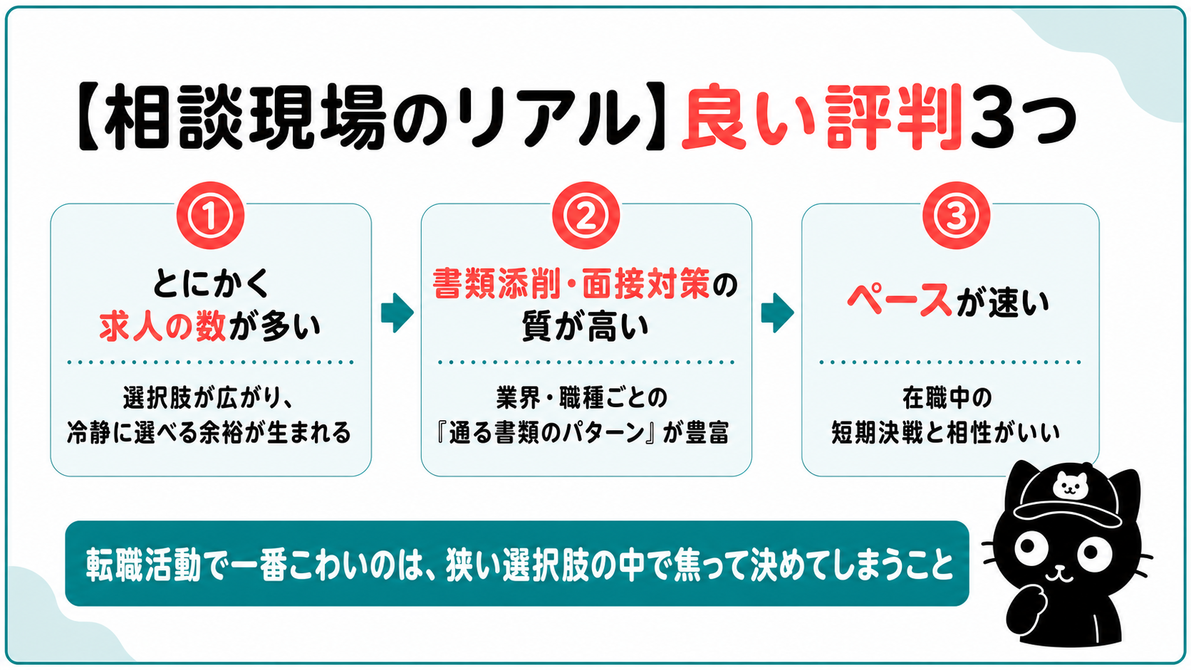 相談現場のリアル、良い評判3つ