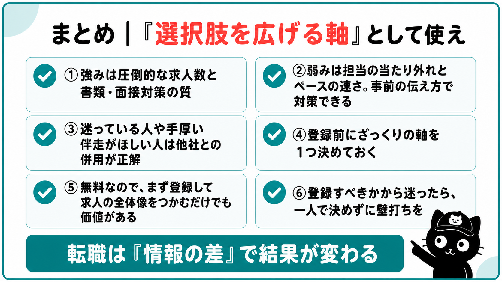 まとめ、選択肢を広げる軸として使え