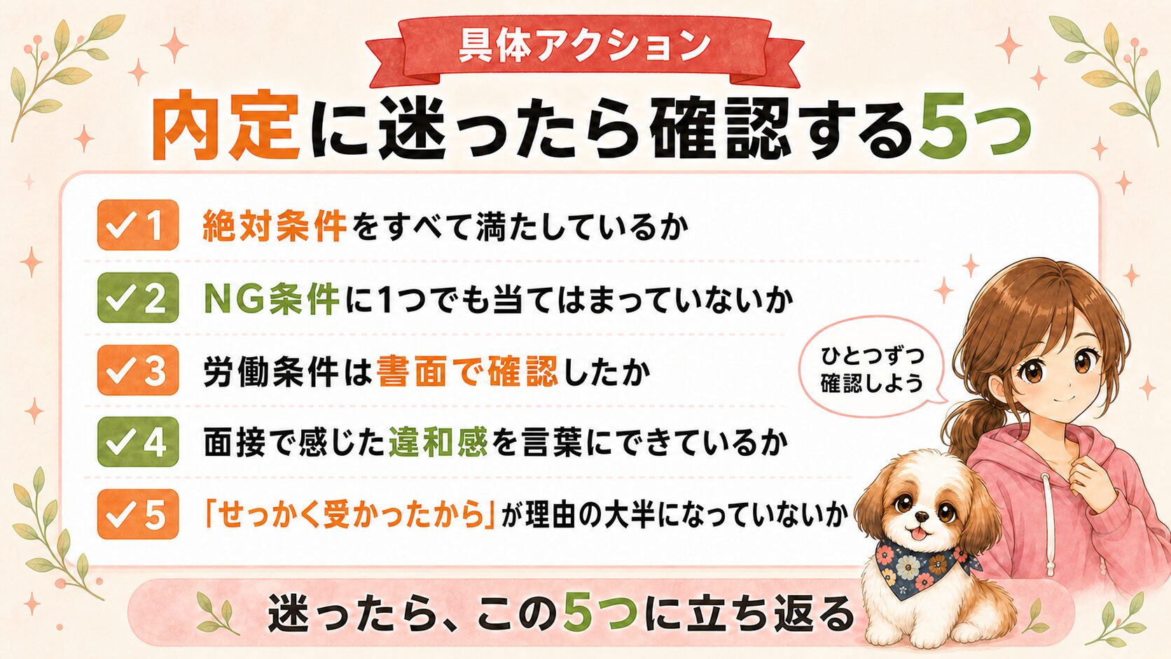具体アクション|内定に迷ったら確認する5つ