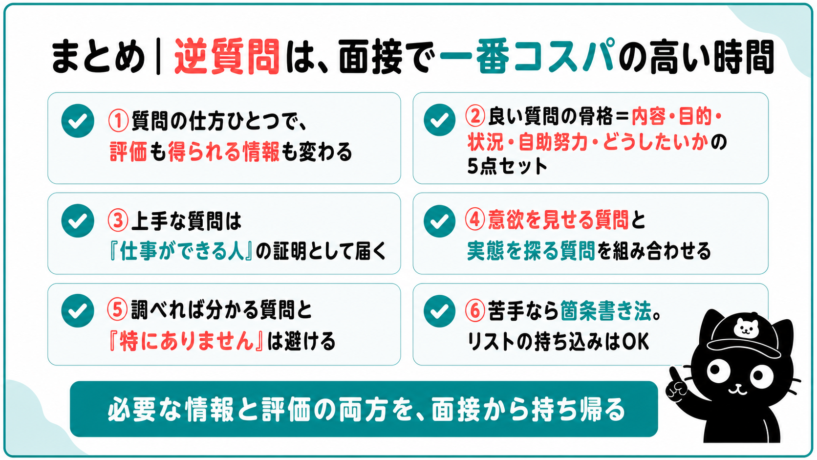 まとめ|逆質問は、面接で一番コスパの高い時間