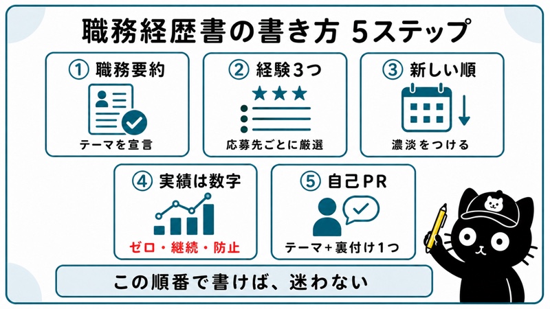 転職回数が多い職務経歴書の書き方5ステップ